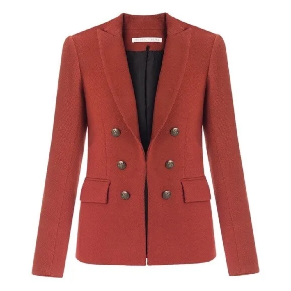 VERONICA BEARD Peninsula Peak Lapel Faux DB Blazer Jacket Brick Brown Orange 6 - Picture 4 of 10